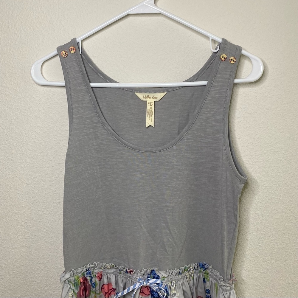 Matilda Jane | Seven Seas Gray and Floral Tank Dress Size Small - Picture 6 of 7